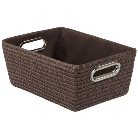 WENKO Aufbewahrungskorb Chromo mit Chromgriffen 28x12x19,5 cm, Polypropylen. Braun