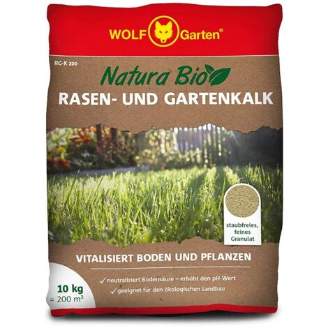 WOLF Garten 3836172  Saatgut, Natura Bio-Rasen und Gartenkalk RG-K 200 für 200 qm, 10 Kg