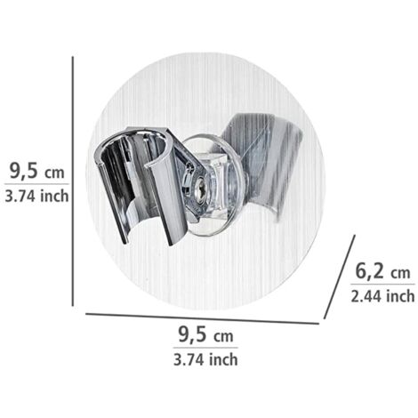 WENKO Static-Loc Duschkopfhalter, Osimo, Befestigen ohne bohren, Kunststoff (PET), 9,5x6,2x9,5cm, Silber