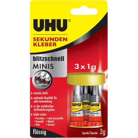 UHU Sekundenkleber Blitzschnell Minis 3x1g