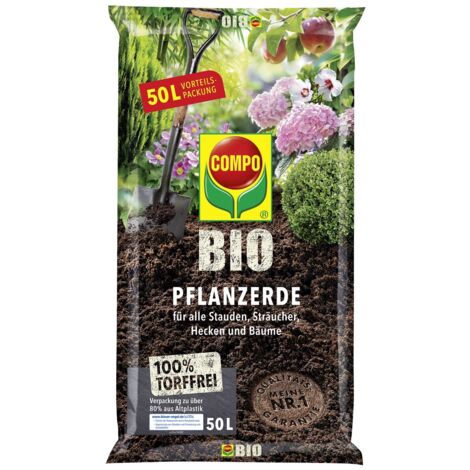 COMPO BIO Pflanzerde fr Garten- und Zierpflanzen, Strucher, Bsche und  Gehlze, Torffrei, Kultursubstrat, 50 Ltr