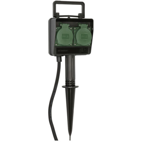 BRENNENSTUHL Gartensteckdose 2-fach mit Erdspieß 1,5m Kabel H07RN-F 3x1,5qmm