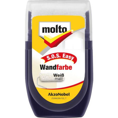 moltofill S.O.S. Wandfarbe 30 ml Ausbesserungsfarbe Farbroller weiß molto