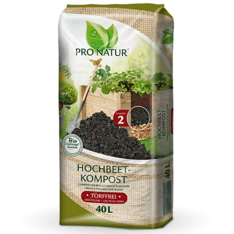 PRO NATUR Hochbeet Kompost BIO Grünstempel Torffrei, 40 Ltr