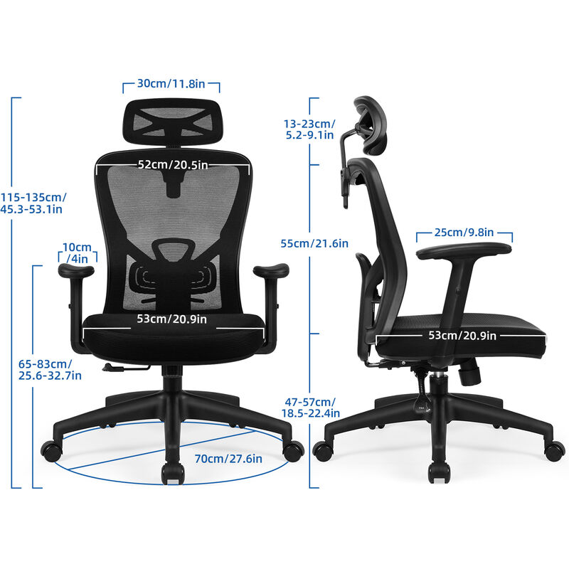 Poggiatesta per sedia da ufficio regolabile in altezza e angolare per sedia ergonomica Executive A||2.2 poggiatesta universale Chengsiao 