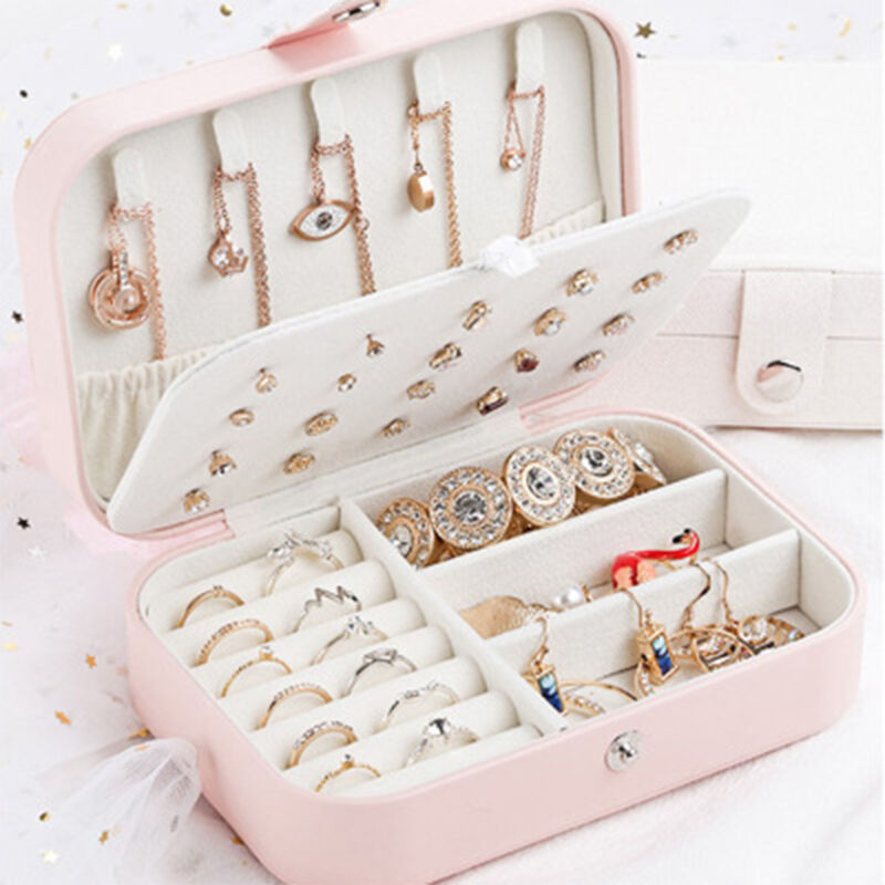 2021 Newly Jewelry Storage Box Large Capacity Portable Lock high quality With Mirror Jewelry Storage Earrings Necklace Ring Jewelry Display with Drawer