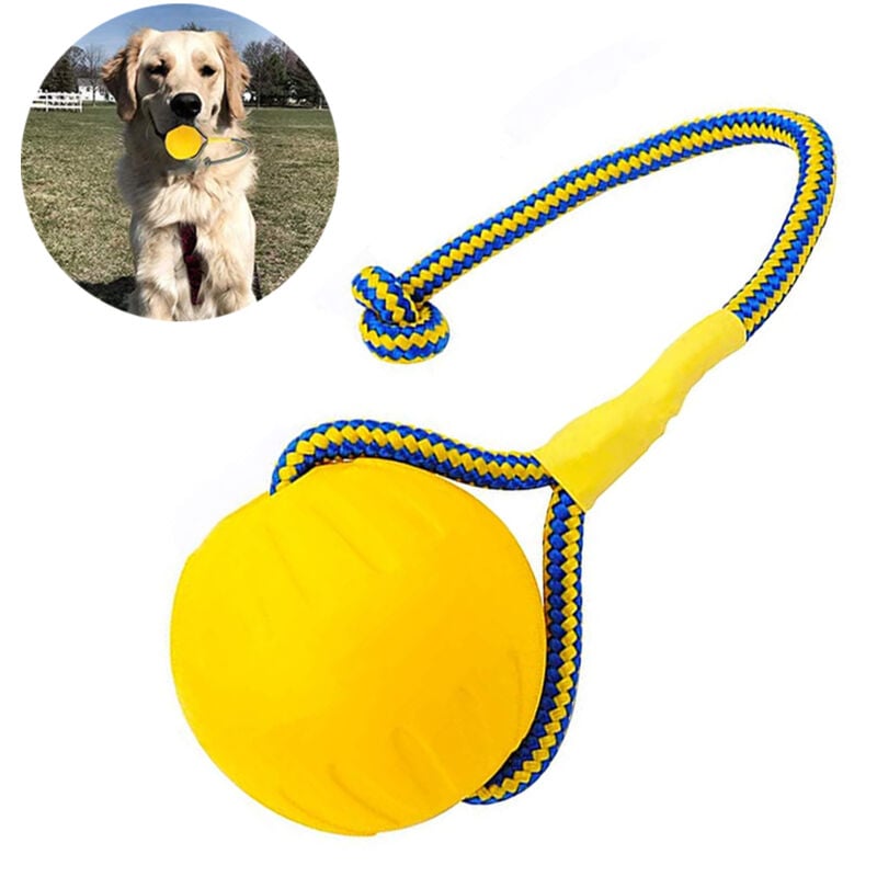 Throwing ball dog natural rubber ball rope ball for dogs dog ball Perfect dog training exercise and reward toy for fetching catching throwing tug of war 7cm