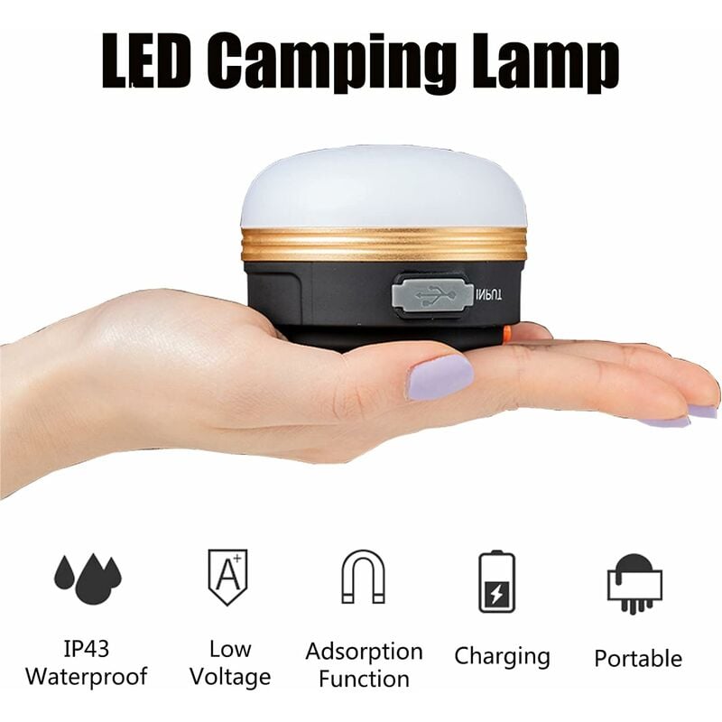 LED Camping Light, Plug and Solar Rechargeable, with Power Bank, Waterproof  and Windproof, for Hiking, Camping, Emergency, Hurricane, Night Fishing,  IP66 Waterproof, 2 Pack [Energy Class A+]