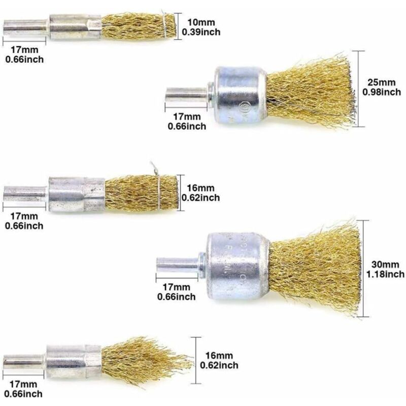 9pieces Wire Brush For Metal Drill Circular Grinder With 1/4 Inch Shank  Brush Kit For Rust/corrosion/paint Removal