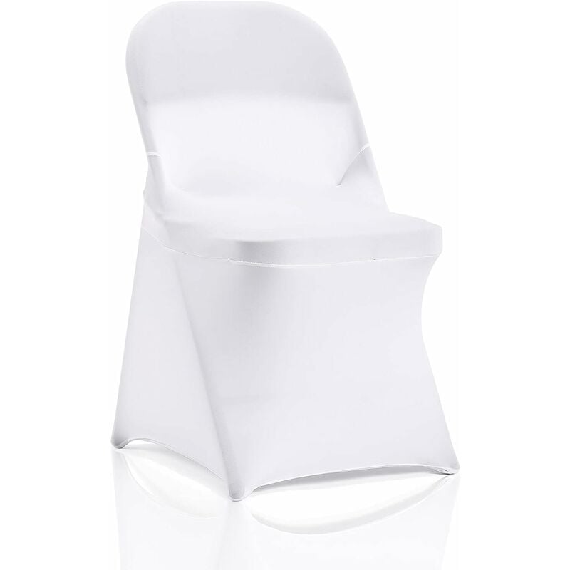 Set of 6 Stretch Spandex Folding Chair Covers for Dining Chair - for  Wedding, Banquet and Party - White