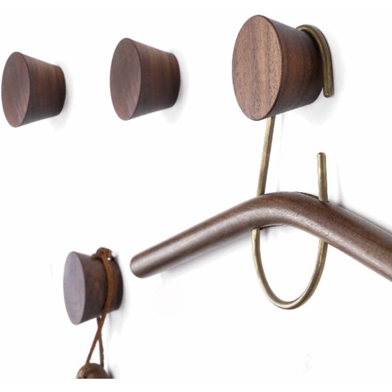 Round Beech Wood & Copper Wall Mounted Coat Hook / Hanger with