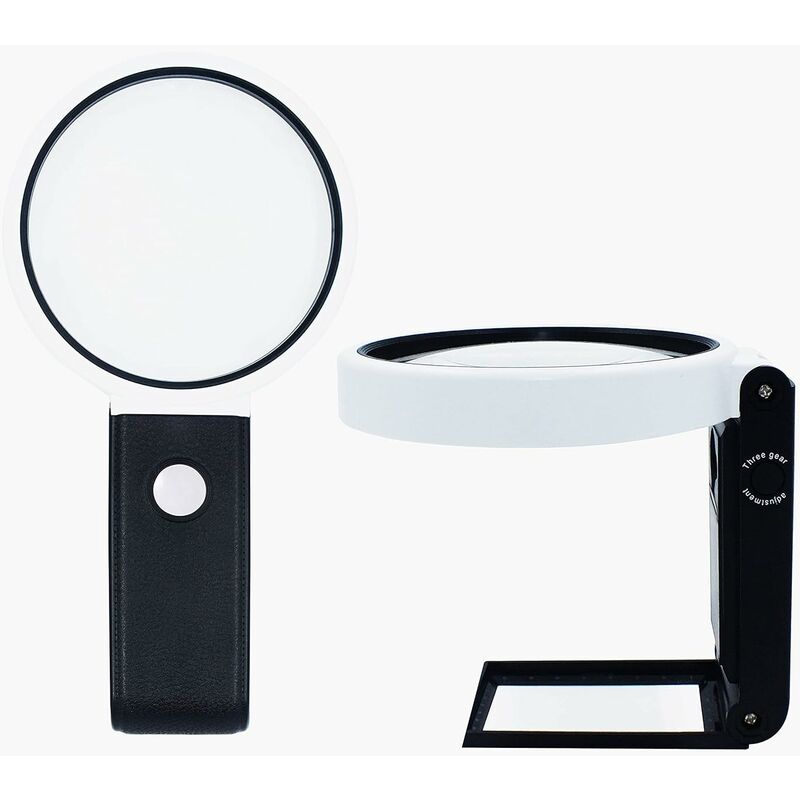 4566 Reading Magnifier With Uv Led Light, 3.5 And 25 Magnification - Lens  Size 20 And 80 Mm, Height Up To 130 Mm HIASDFLS