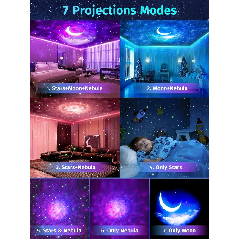 Star Sky Projector, 40 Light Modes+360° Rotating Kids Night Light,  Bluetooth Music Galaxy Projector for Parties, Remote Control Planetarium  Ceiling Projector Baby LED Night Light HIASDFLS