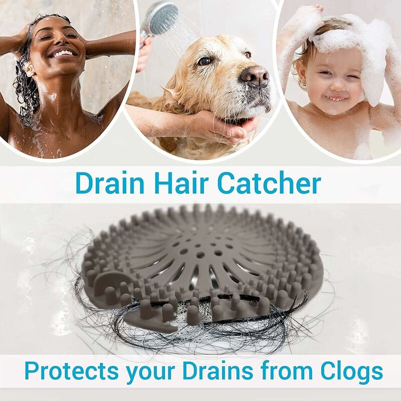 6PC Hair Shower Drain Covers, Flat Silicone Dog Drain Cover, Bathtub  Kitchen Hair Catcher with Suction Cup, Easy to Install