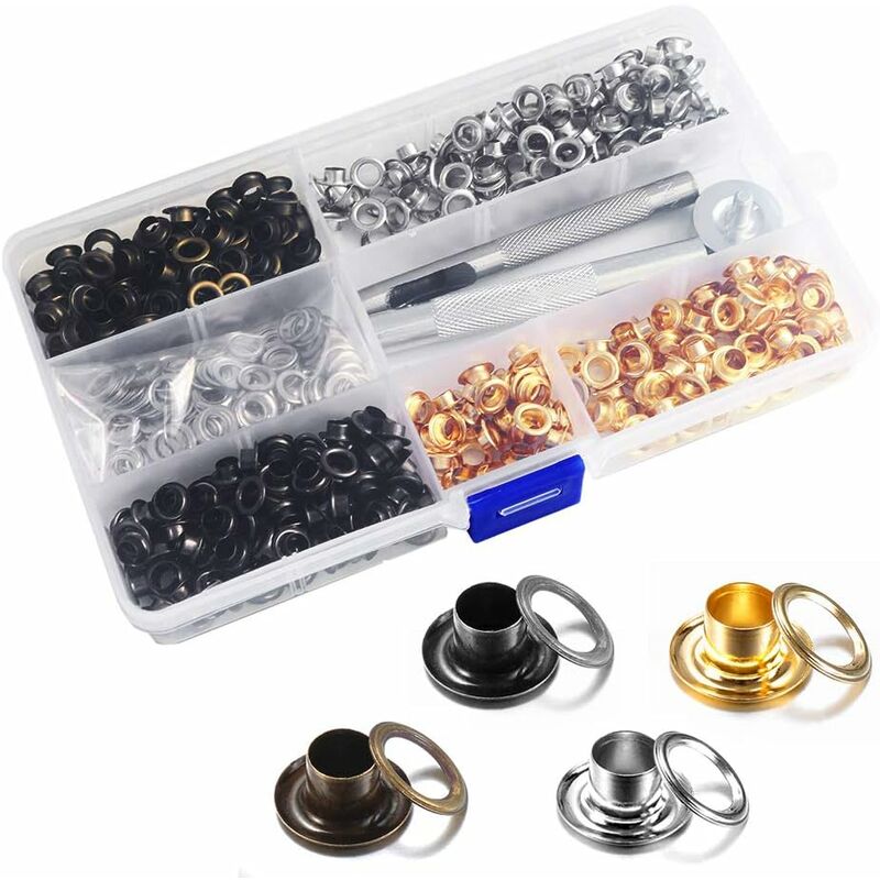 400pcs 5MM Eyelets Metal Buttons 4 Colors Grommets Eyelets With 3