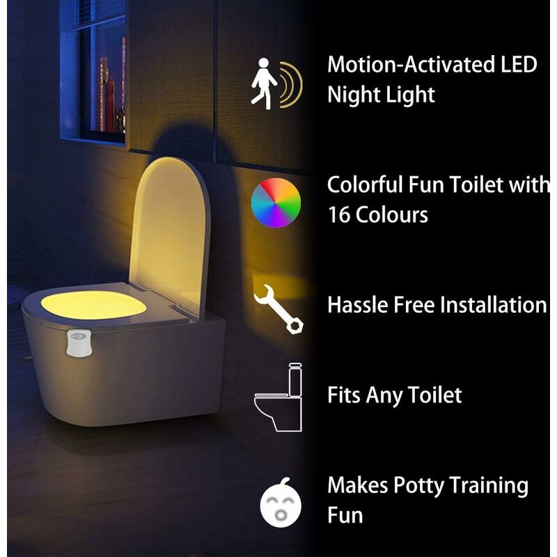 8/16 Colors New Toilet Bowl Night Light, Motion Activated Led Hanging Toilet  Light, Creative Nightlight