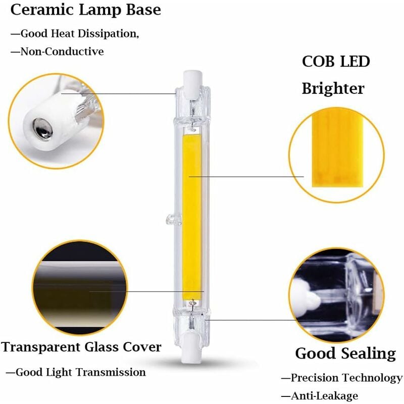 10W R7s LED Light Bulb 118mm COB Filament Cool White 6000K 220V