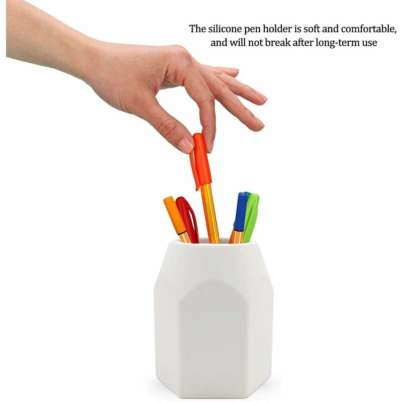 Silicone Pencil Holder, 2 Pieces Geometric Pen Cup Silicone Pen