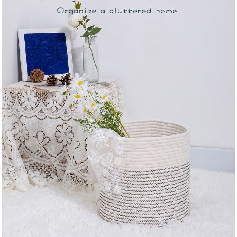 Cotton Rope Baskets, Cotton Rope Laundry Basket, Woven Cotton Rope Storage  Basket, 30 x 30 cm