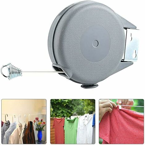 2 Pcs Retractable Clothes Line Outdoors Retracting Indoor Laundry Drying  Rope Travel 