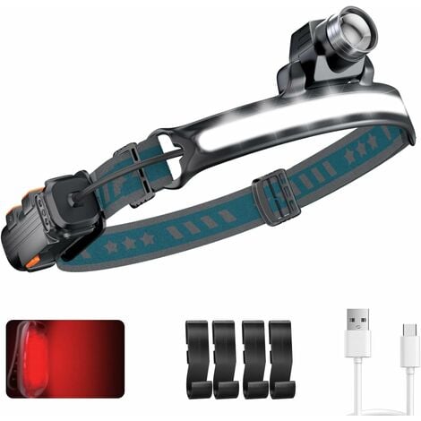 Rechargeable Headlamps, Super Bright Motion Sensor Headlight with 7 LED  Lighting Modes. Waterproof Lightweight Red Head Light Suitable for Kids and