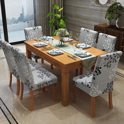 Set of 6 Super Fit Stretch and Washable Short Removable Dining Chair Cover for Hotel Dining