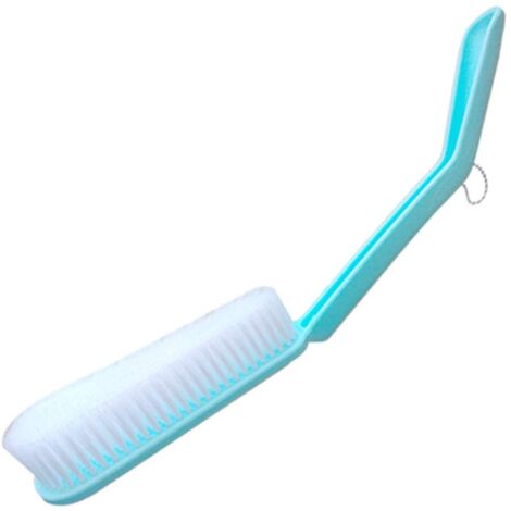 Bath Body Shower Brush Soft Shower Back Scrubber with Curved Non slip Long Handle Body Brush Bathroom Back Massage Brush for Men and Women Blue