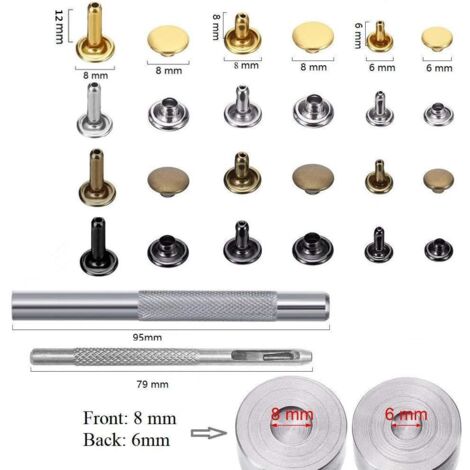 180 Sets of Leather Rivets Double Cap Rivets in 3 Sizes Sinzau Tubular Metal Studs 3