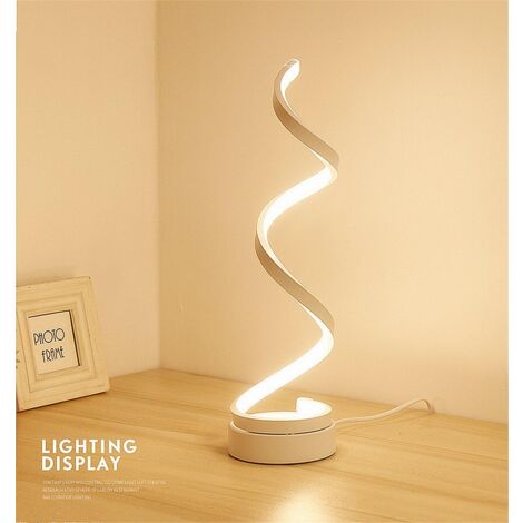 Spiral LED Bedside Lamp 12W Warm White Brightness Eye Protection LED Table Lamp Decorative Lighting for Bedroom Living Room White
