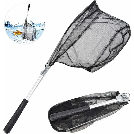 Collapsible Fishing Landing Net Telescopic Rustproof Collapsible Fishing Net  Predator Fishing Landing Net with Rubber Fly Triangular Fish Net 50 for Sea Fishing  River Lake-30CM