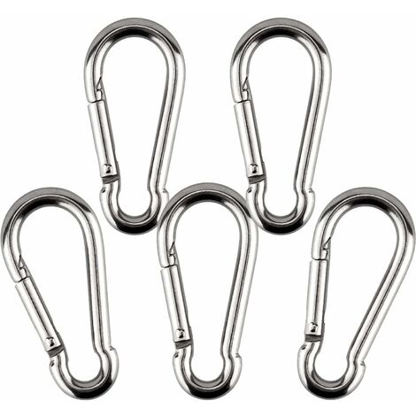 5 Pack Heavy Duty Stainless Steel Carabiners for Camping