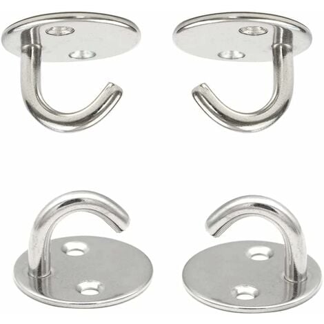6 Pieces Ceiling Hook M5 Open Hook Makes Eye Plate Anchor Stainless Steel Eye  Hook Plate