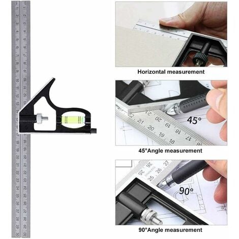 Stainless Steel Ruler Anti-rust Combination Square Measuring Ruler