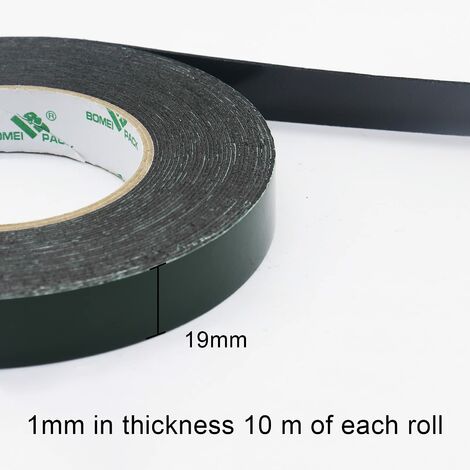 Heavy Duty Black Foam Tape Double Sided Tape 18mm x 10m (2 Roll) Durable  and Suitable