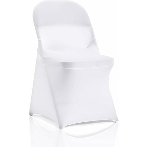 Set of 6 Stretch Spandex Folding Chair Covers for Dining Chair - for  Wedding, Banquet and Party - White