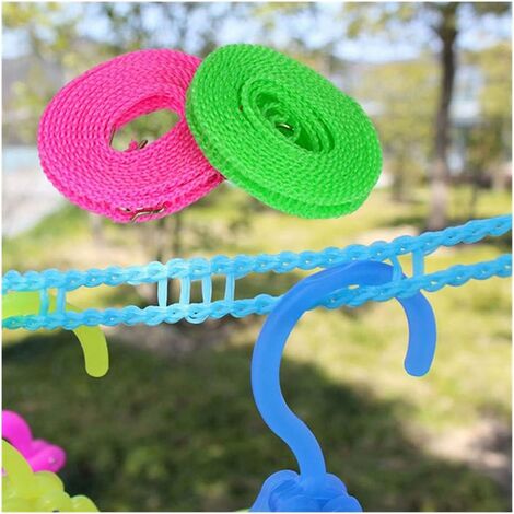 Washing Line 8m, Non-slip And Windproof Clothes Line, Portable Washing Line  With 2pcs Stainless Hooks, Fence-like Rope Washing Line For Indoor Outdoor