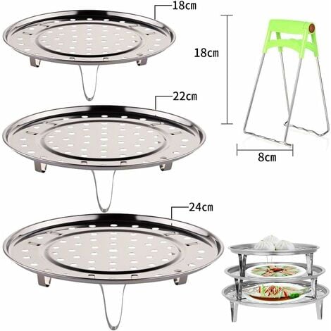 Stainless Steel Steamer Rack 2pcs - Insert Stock Pot Thick Steaming Tray  Stand Cookware Tool (9.4inch/24cm)