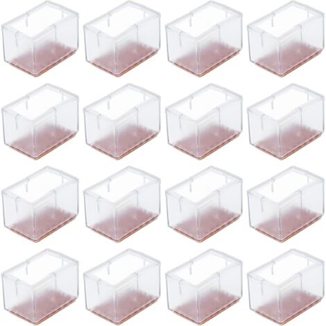 Set of 16 Non-Slip - PVC Rectangular Caps for Chair Legs, Furniture Legs HIASDFLS