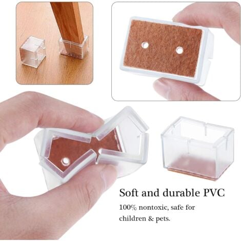 Set of 16 Non-Slip - PVC Rectangular Caps for Chair Legs, Furniture Legs HIASDFLS