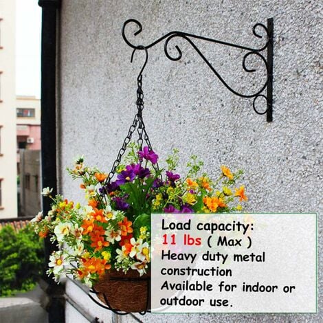2 Pack Hanging Basket Brackets, Large Heavy Duty Wall Hanging Plant Basket  Bracket, 10 Inch Outdoor Indoor Home Garden Iron Plant Wall Hooks For Plant  