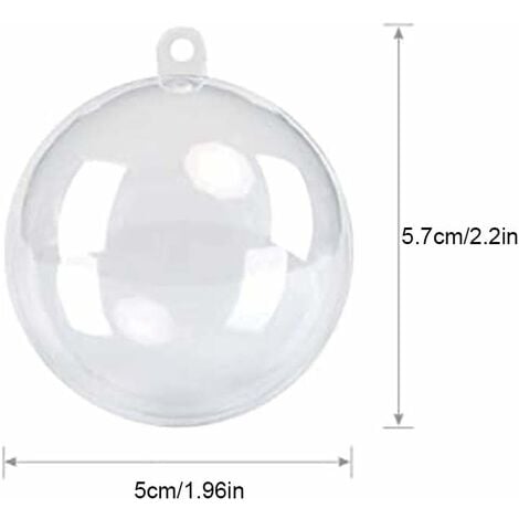 16 PCS Clear Plastic Fillable Ornaments,Transparent DIY Craft Ball,Clear  DIY Christmas Decorative Hanging Ornament for Wedding,Party,Home  Decor(60mm) 