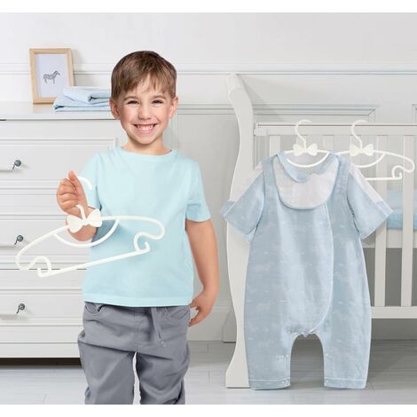 Homewit 30-piece plastic children's hangers with bows, L29.5 x H17 x D0.4  cm Baby hangers set, non-slip hangers with dividers Ideal for baby and child