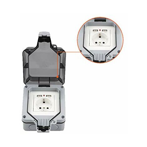 Outdoor Double Wall Outlet with USB, Waterproof, Heavy Duty, Electrical
