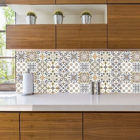 30 Pieces Tile Stickers Waterproof Backsplash Tile Stickers for Kitchen  Bathroom Furniture Stairs Orange HIASDFLS