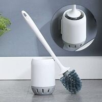 Toilet brush and support - Compact plastic - for storage in the bathroom.