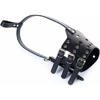 Muzzle for Dogs Anti Bark Muzzle for Small Large Dogs Adjustable Leather Dog Muzzle-Code M-Black