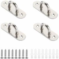 6pcs Stainless Steel Half Opening Hook Wall Mounted Single Hook Hook  Ceiling Mount Bracket 304 Stainless Steel Eye Plate Hanging Ceiling Hook  For Hanging Plant Basket Ceiling Fan 