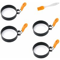 4 Pack Egg Ring Set For Frying Shaping Eggs - Round Egg Cooker Rings For Cooking - Stainless Steel Christmas Stick Mold Shaper Circles For Fried Egg Sandwiches 2 Orange