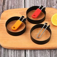 4 Pack Egg Ring Set For Frying Shaping Eggs - Round Egg Cooker Rings For Cooking - Stainless Steel Christmas Stick Mold Shaper Circles For Fried Egg Sandwiches 2 Orange