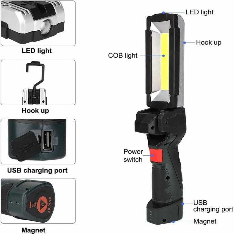LED-Pocket-COB-Arbeitslampe, tragbare USB-Wiederaufladbare